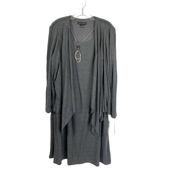 Jessica Howard Dresses & Skirts - Jessica Howard Women's Plus Size Charcoal Dress & Cardigan Set